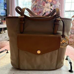 Michael Kors Tan and Brown Tote Bag